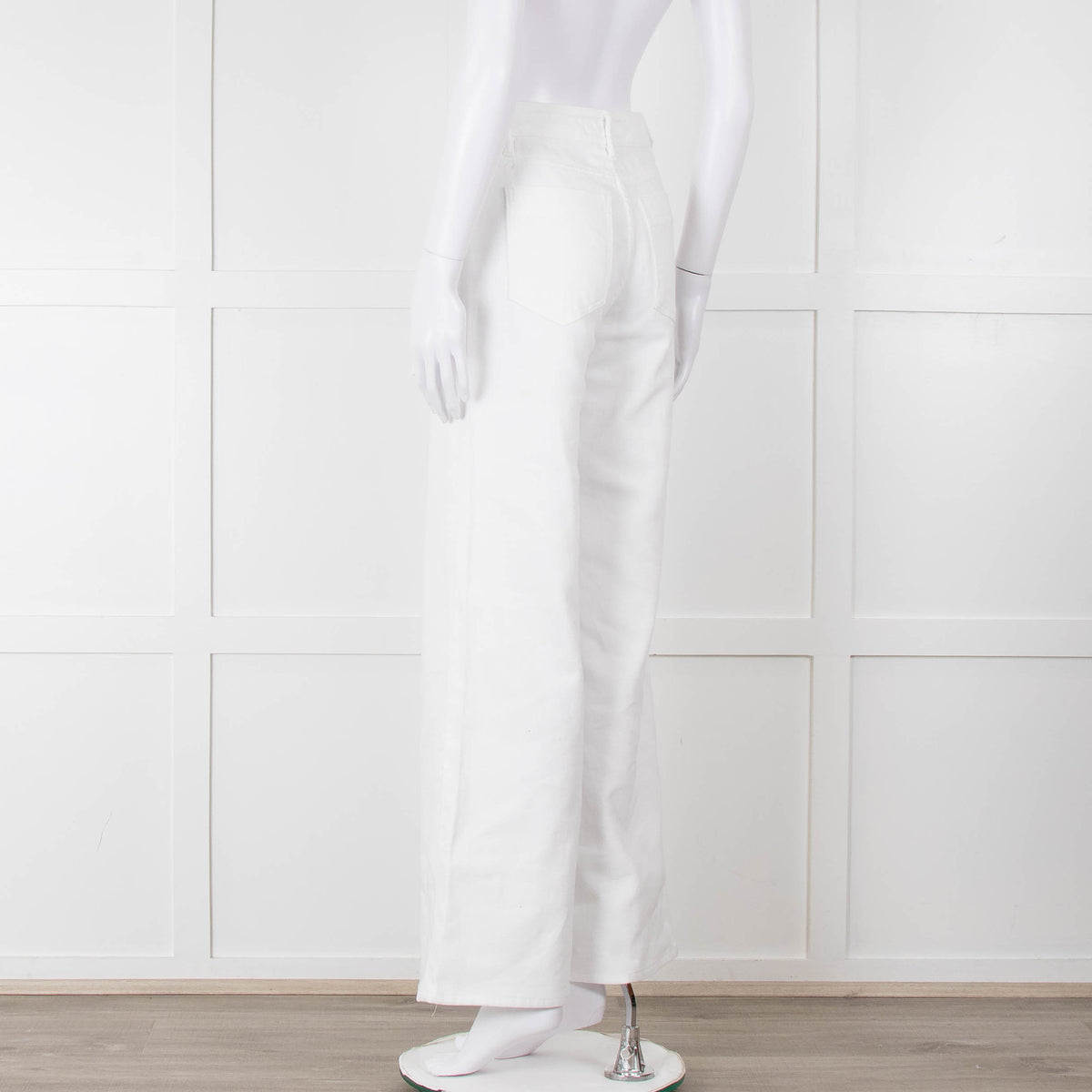 Shaft White High Waisted Wide Trousers
