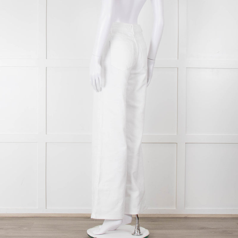 Shaft White High Waisted Wide Trousers