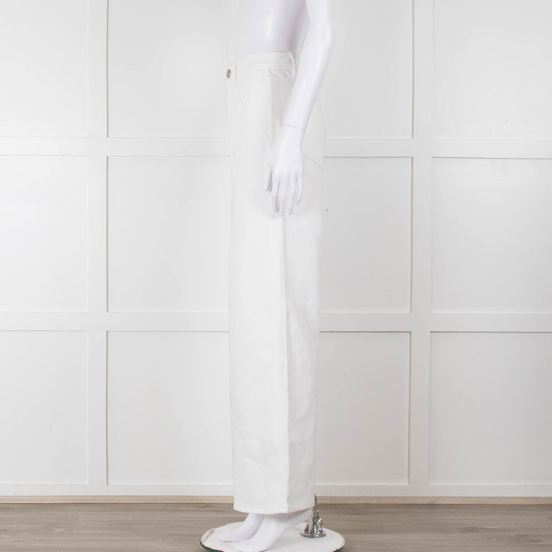 Shaft White High Waisted Wide Trousers