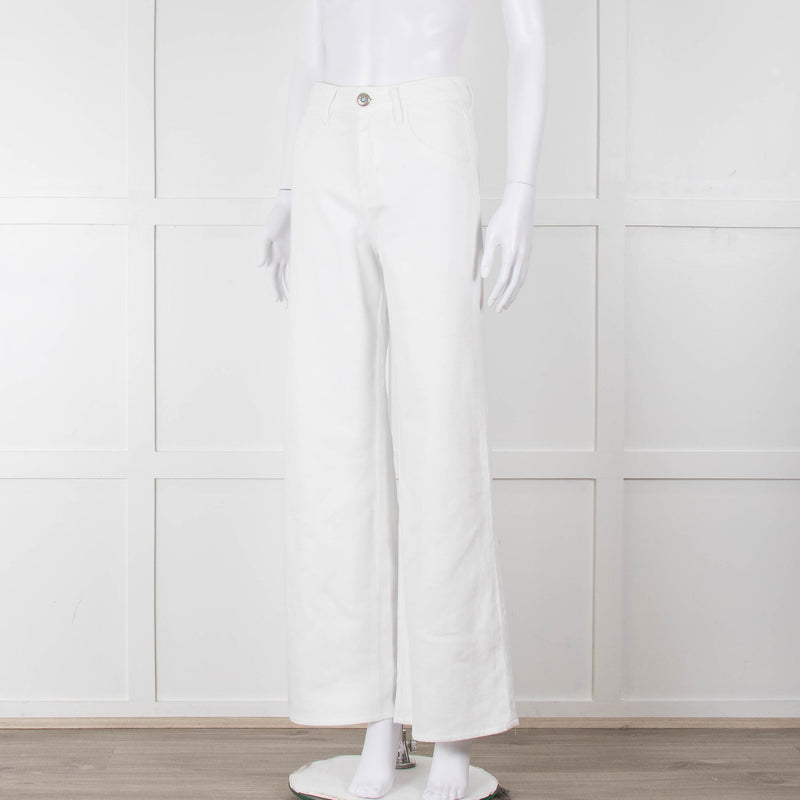Shaft White High Waisted Wide Trousers