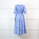 Pink City Prints Pale Blue Floral 3/4 Length Sleeve Dress