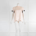 Victoria Beckham Blush Silk Ruffle Short Sleeve Top