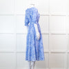 Pink City Prints Pale Blue Floral 3/4 Length Sleeve Dress