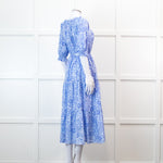 Pink City Prints Pale Blue Floral 3/4 Length Sleeve Dress