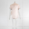 Victoria Beckham Blush Silk Ruffle Short Sleeve Top