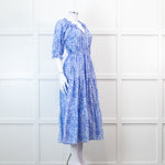 Pink City Prints Pale Blue Floral 3/4 Length Sleeve Dress