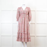 Pink City Prints Maria Dress in Pink Floral Block Print