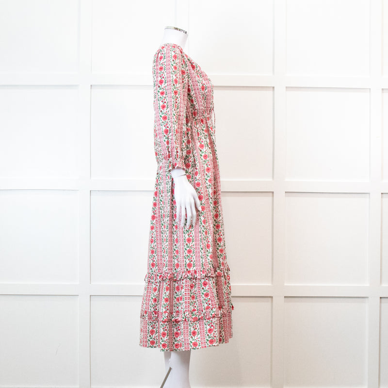 Pink City Prints Maria Dress in Pink Floral Block Print