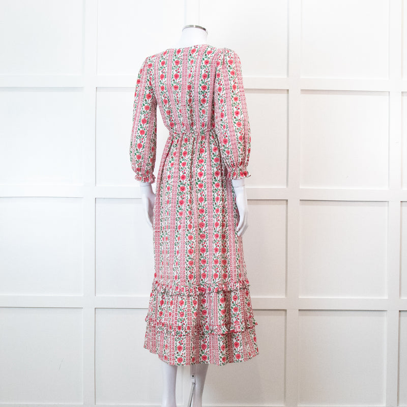 Pink City Prints Maria Dress in Pink Floral Block Print