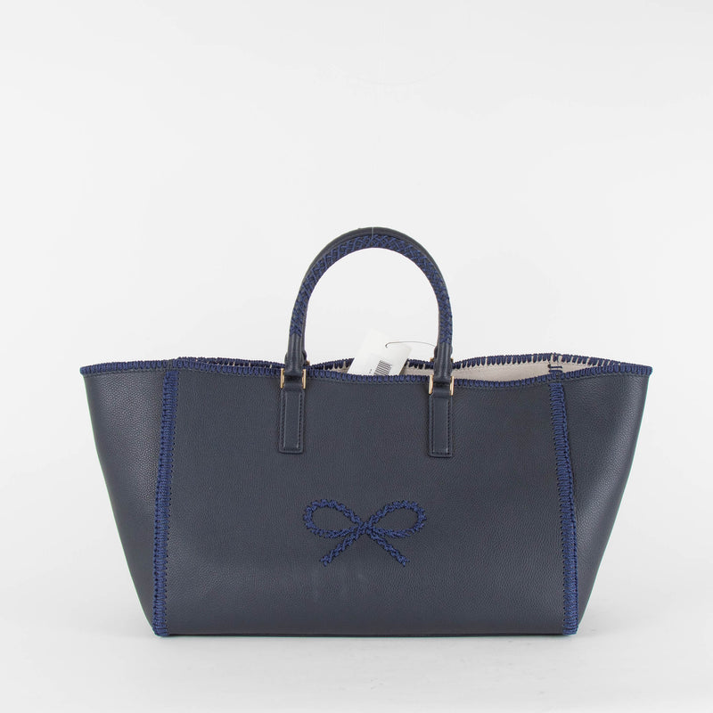 Anya Hindmarch Ebury Leather Navy Bow Tote