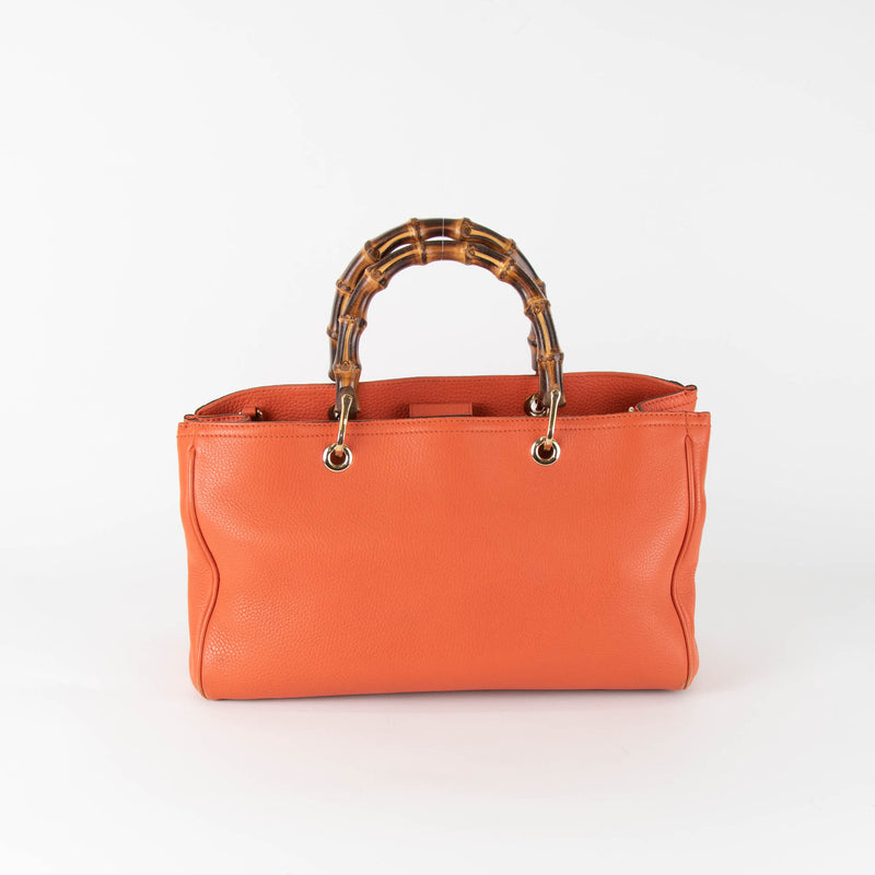 Gucci Orange Bamboo Crossbody Shopper Handbag