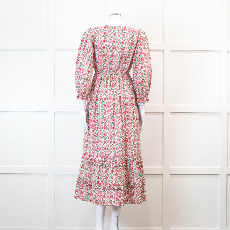 Pink City Prints Maria Dress in Pink Floral Block Print