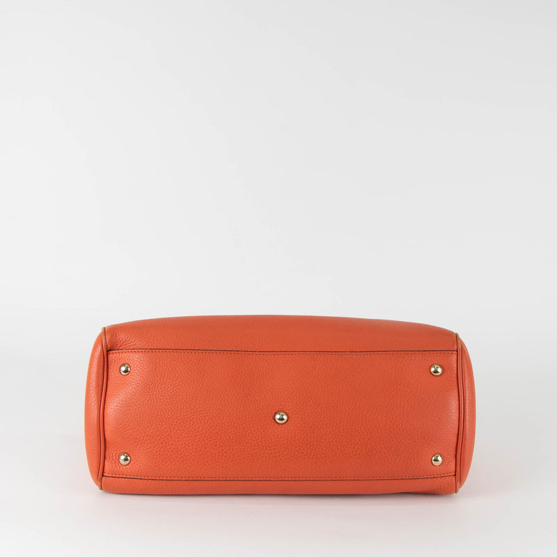 Gucci Orange Bamboo Crossbody Shopper Handbag