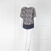S Max Mara Navy/Cream/Black Circle Print Silk Top