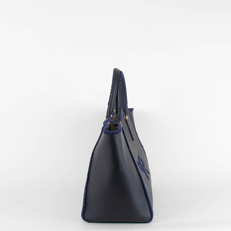 Anya Hindmarch Ebury Leather Navy Bow Tote