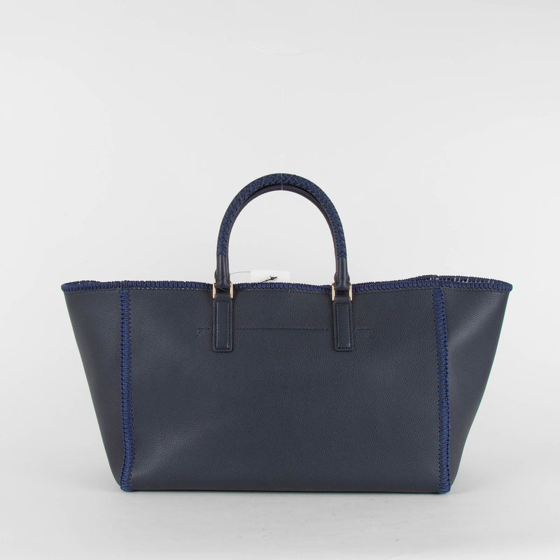 Anya Hindmarch Ebury Leather Navy Bow Tote