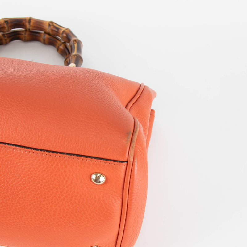 Gucci Orange Bamboo Crossbody Shopper Handbag