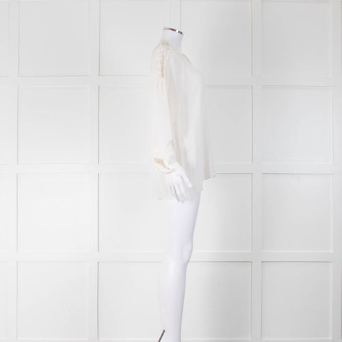 Dorothee Schumacher Cream Silk With Lattice Shoulder Blouse