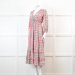 Pink City Prints Maria Dress in Pink Floral Block Print