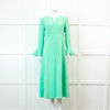 Me +Em Mint Green Fluid Crepe Elegant Midi Dress