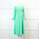 Me +Em Mint Green Fluid Crepe Elegant Midi Dress