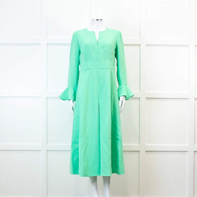 Me +Em Mint Green Fluid Crepe Elegant Midi Dress