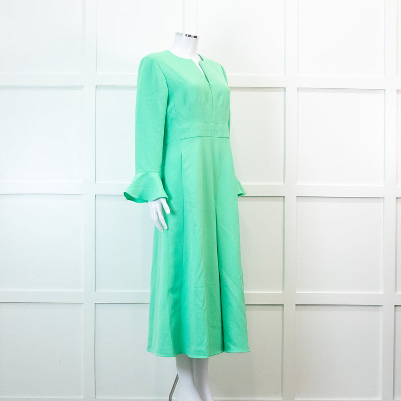 Me +Em Mint Green Fluid Crepe Elegant Midi Dress