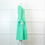 Me +Em Mint Green Fluid Crepe Elegant Midi Dress