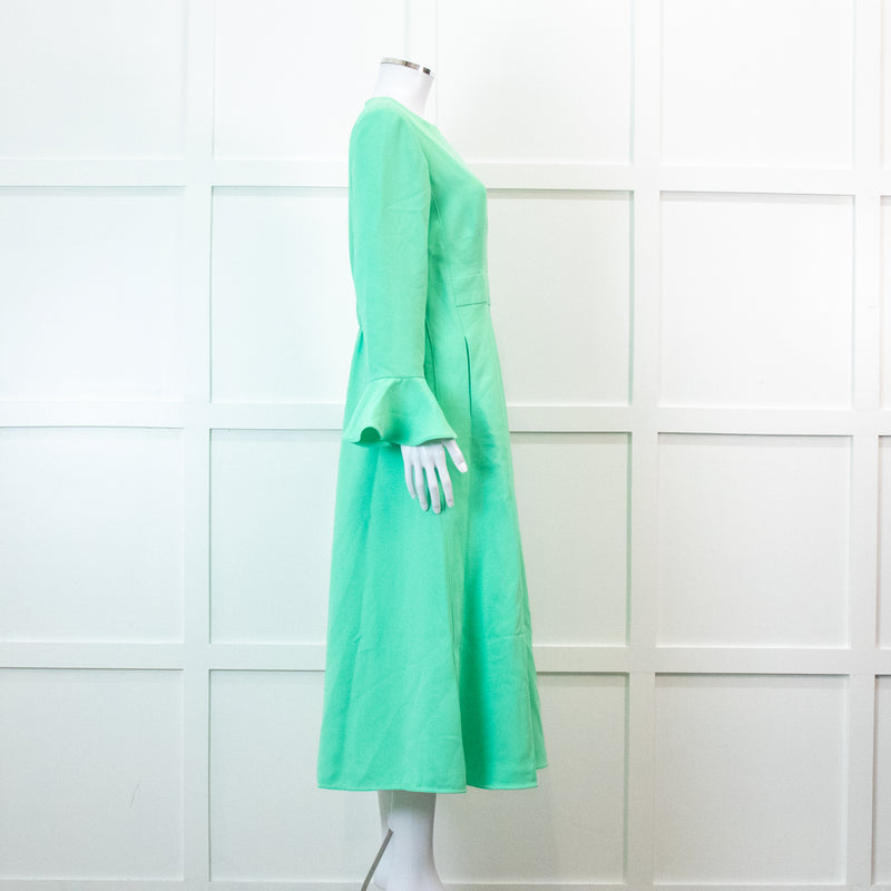 Me +Em Mint Green Fluid Crepe Elegant Midi Dress