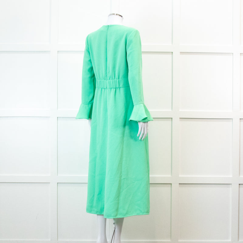Me +Em Mint Green Fluid Crepe Elegant Midi Dress