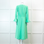 Me +Em Mint Green Fluid Crepe Elegant Midi Dress