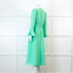 Me +Em Mint Green Fluid Crepe Elegant Midi Dress