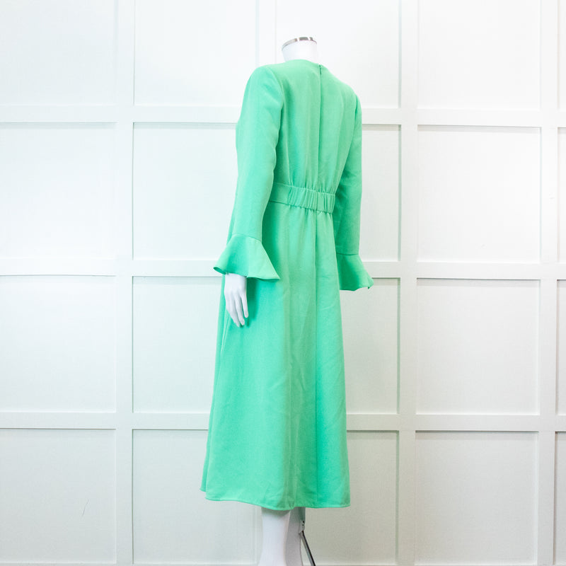 Me +Em Mint Green Fluid Crepe Elegant Midi Dress