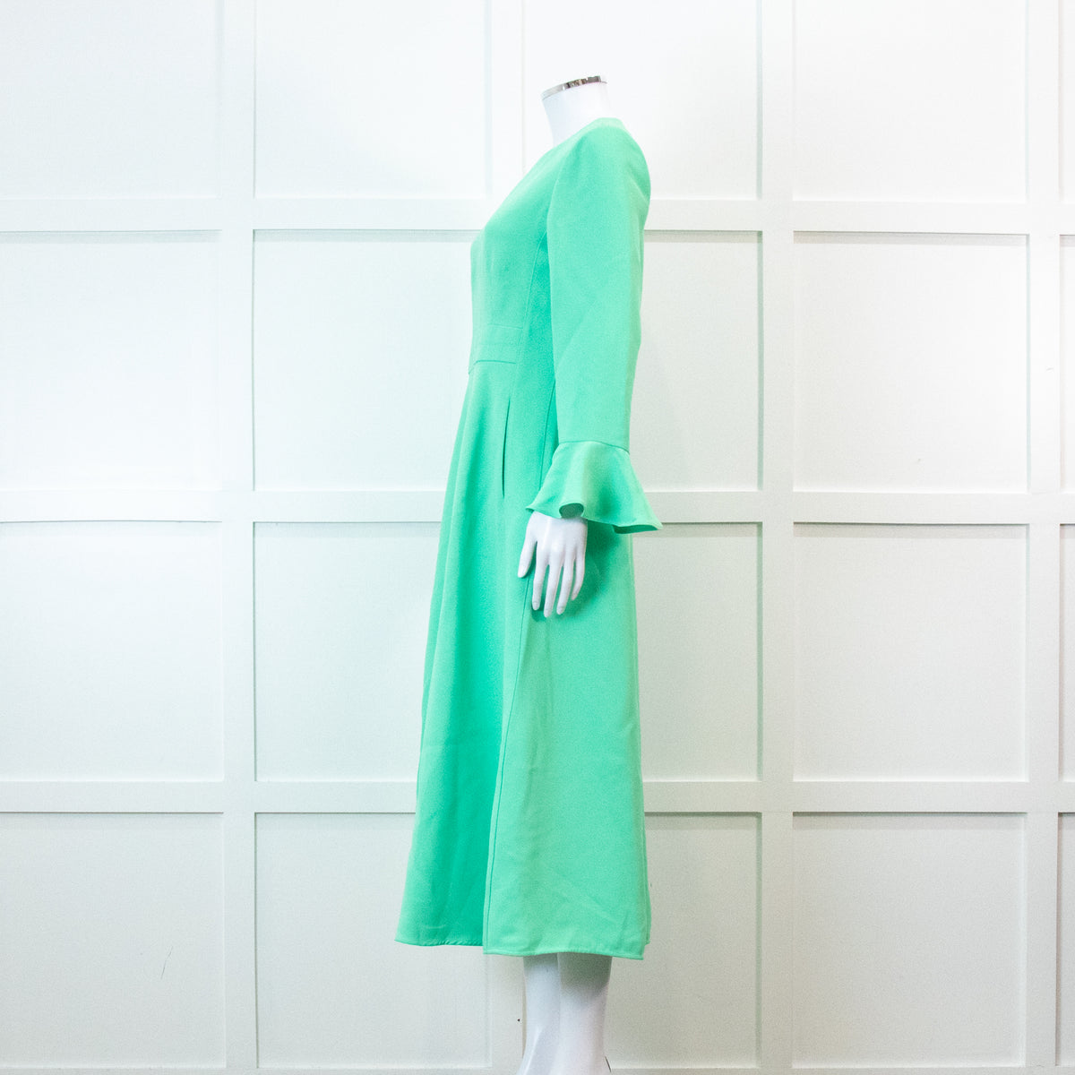 Me +Em Mint Green Fluid Crepe Elegant Midi Dress