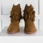 Aquazzura Khaki Fringed Western Short Boots