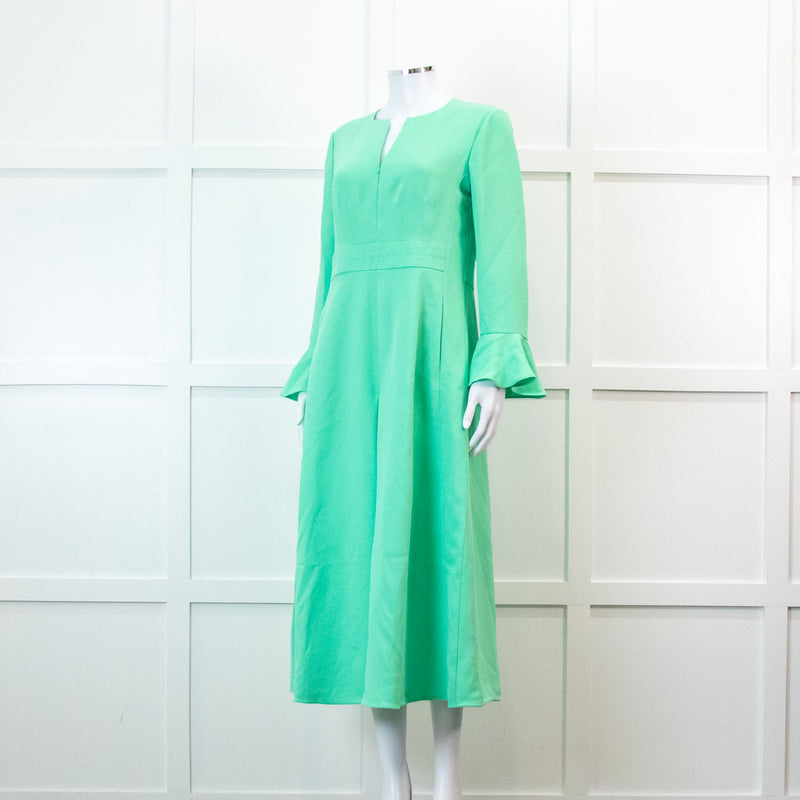 Me +Em Mint Green Fluid Crepe Elegant Midi Dress