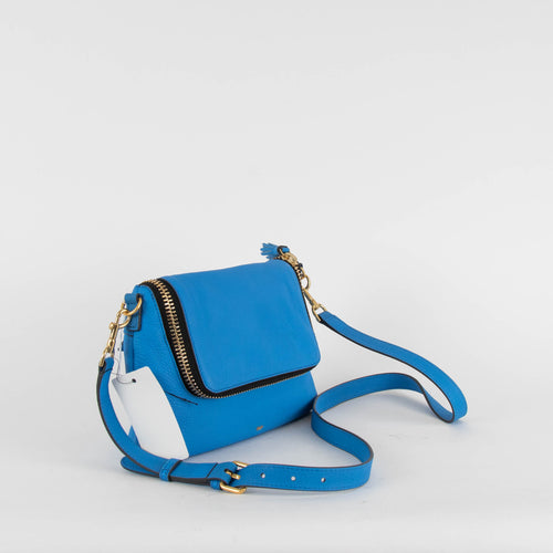 Anya Hindmarch Max Zip Vere Bali Blue Leather Crossbody