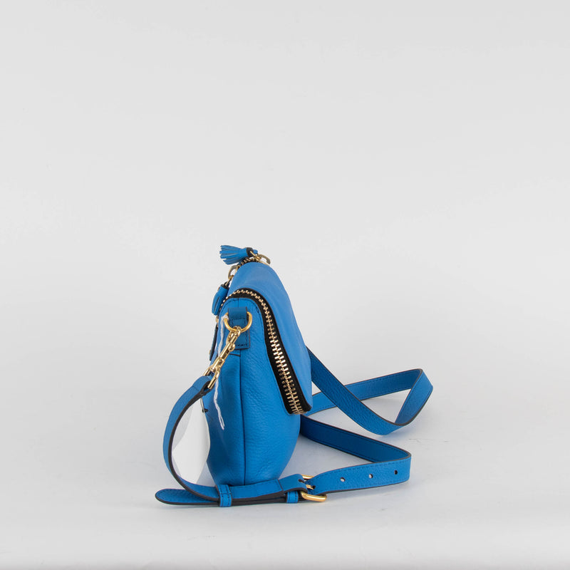 Anya Hindmarch Max Zip Vere Bali Blue Leather Crossbody