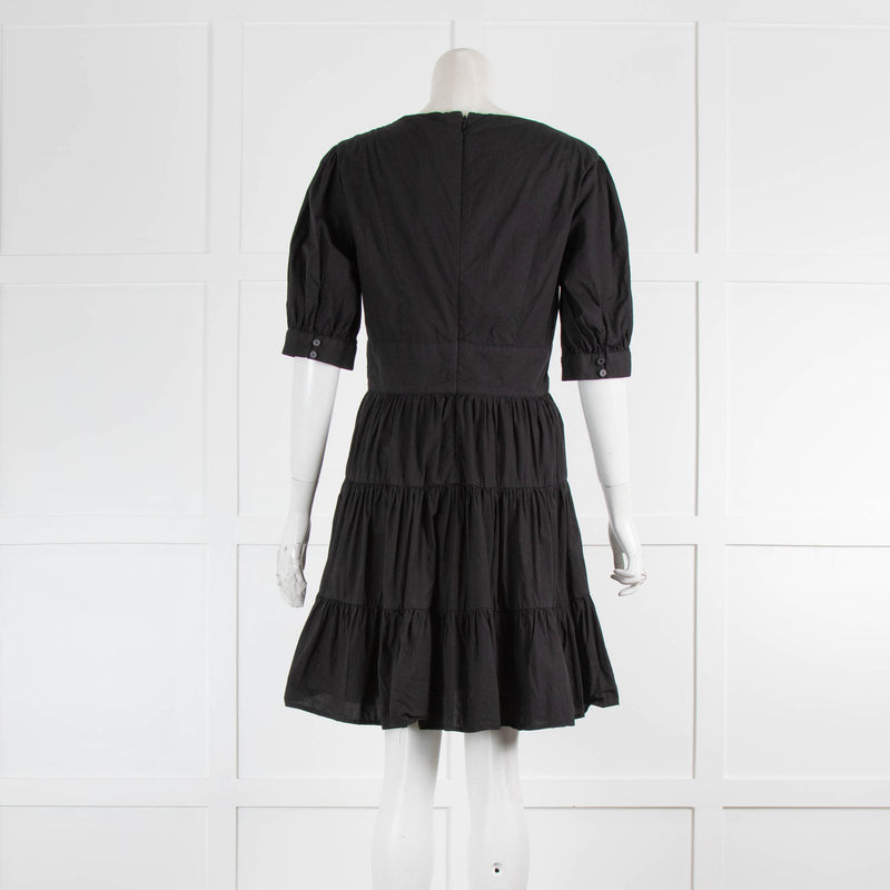 Michael Michael Kors Black Tiered Cotton Short Dress