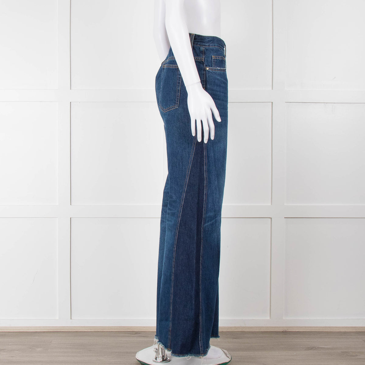 Me + Em Blue Denim Raw Edge Two Tone Jeans