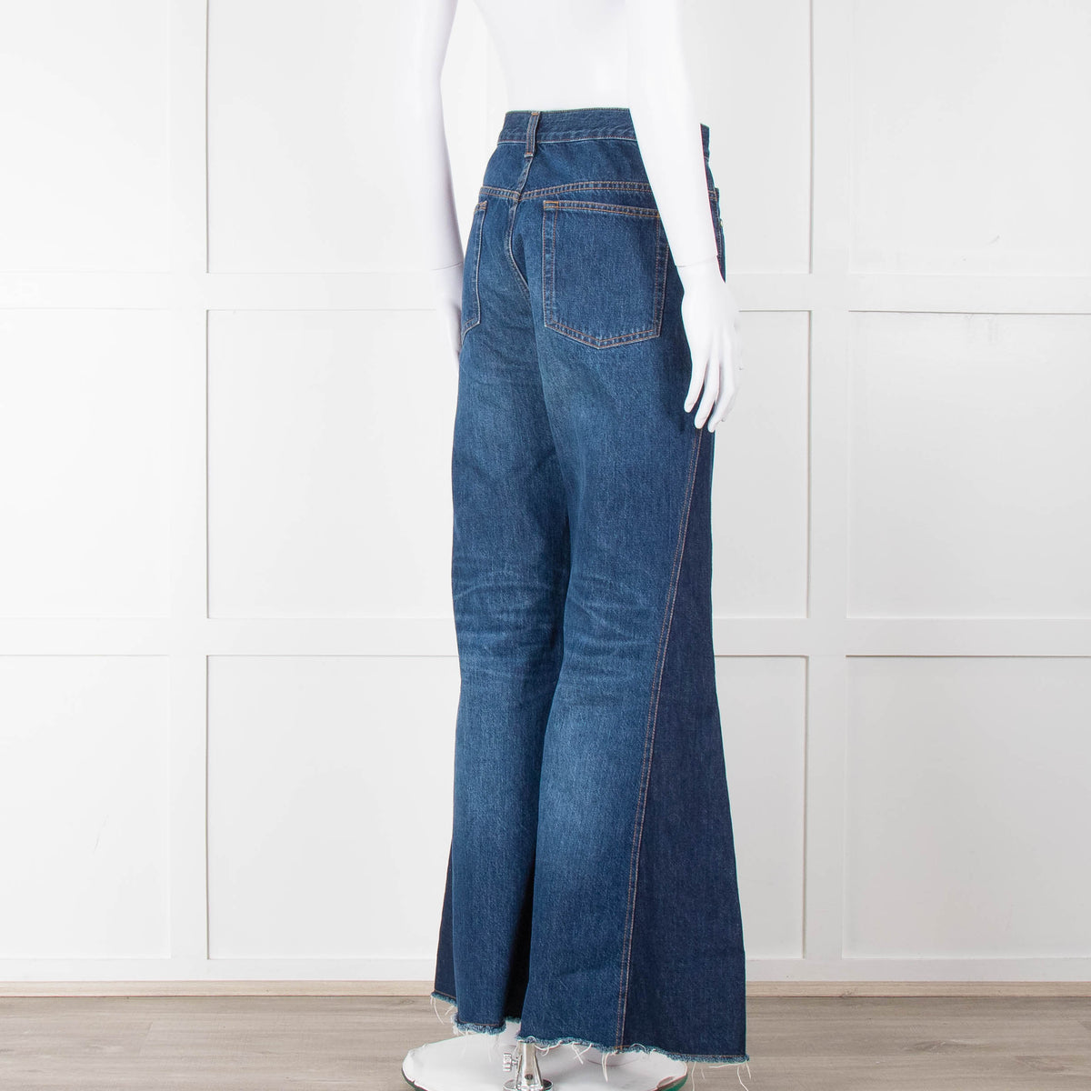 Me + Em Blue Denim Raw Edge Two Tone Jeans