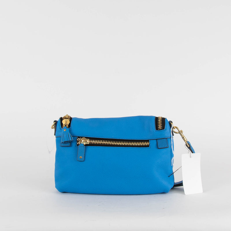 Anya Hindmarch Max Zip Vere Bali Blue Leather Crossbody