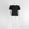 Red Valentino Black T Shirt With Lace Sleeve