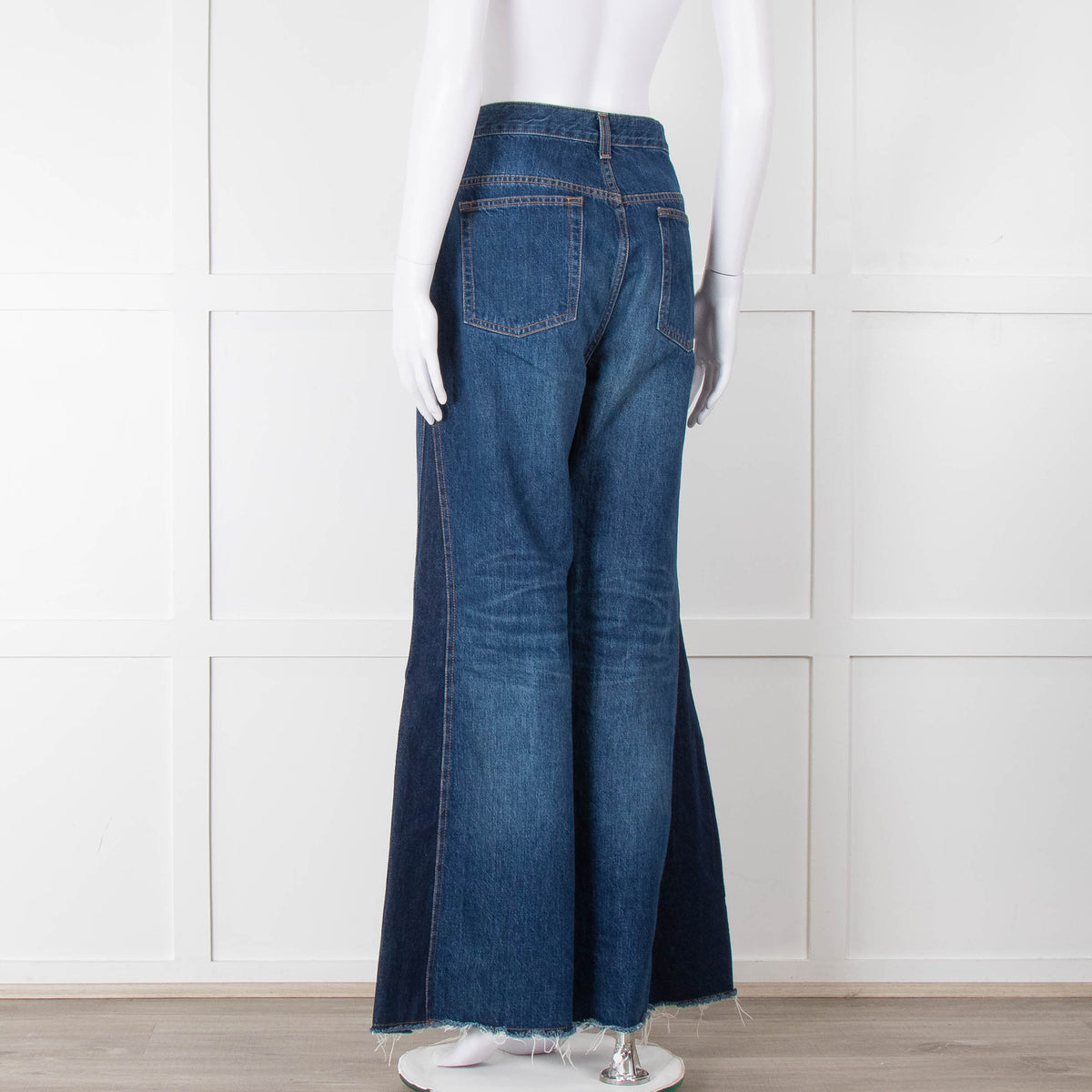 Me + Em Blue Denim Raw Edge Two Tone Jeans