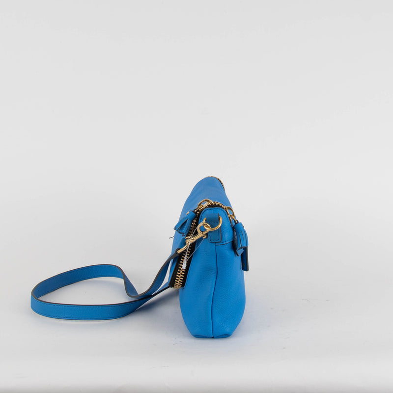 Anya Hindmarch Max Zip Vere Bali Blue Leather Crossbody
