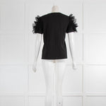 Red Valentino Black T Shirt With Lace Sleeve