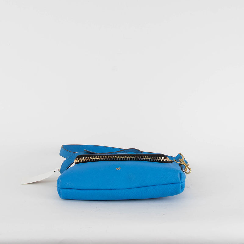 Anya Hindmarch Max Zip Vere Bali Blue Leather Crossbody