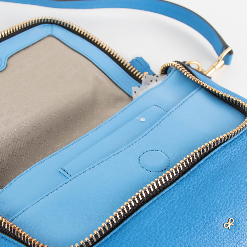 Anya Hindmarch Max Zip Vere Bali Blue Leather Crossbody
