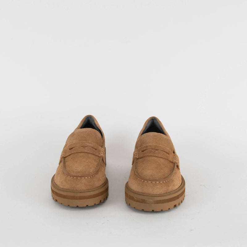 Reformation Camel Suede Agathea Chunky Loafer
