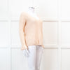 Sezane Pink V Neck Frill Sleeve Knit Jumper